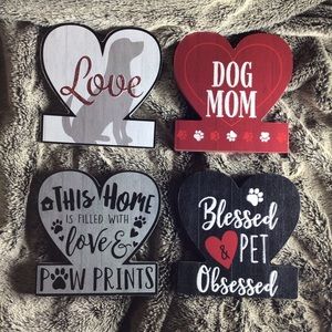 NWT 4 Piece Dog Valentine’s Day Wooden Decor